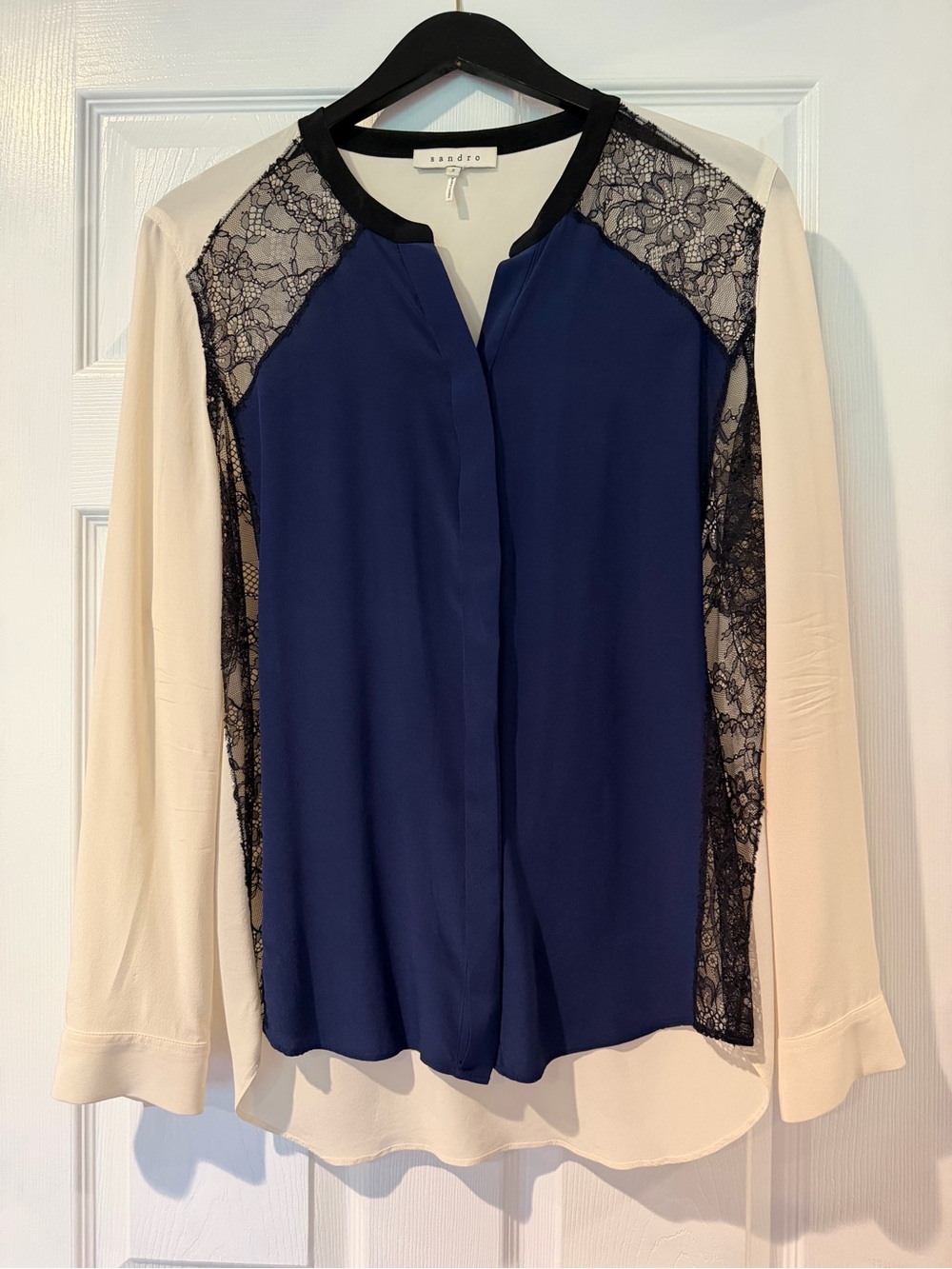 Sandro Two Tone Silk Blouse- Sz M